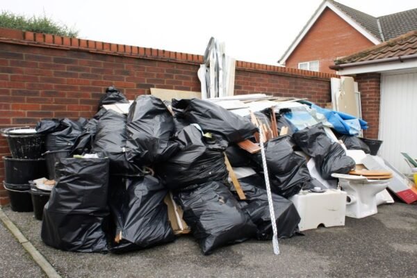 Overflowing trash and household waste
