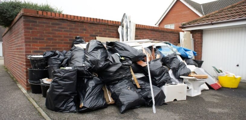 Overflowing trash and household waste