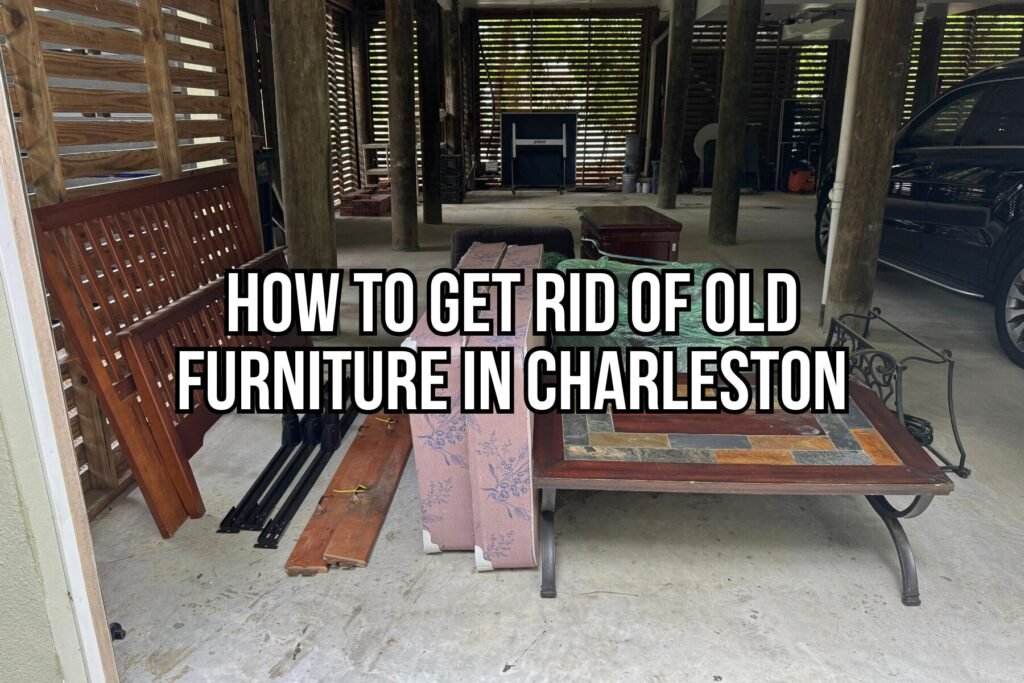 Black Dog Junk Removal team removing old furniture from a Charleston SC home